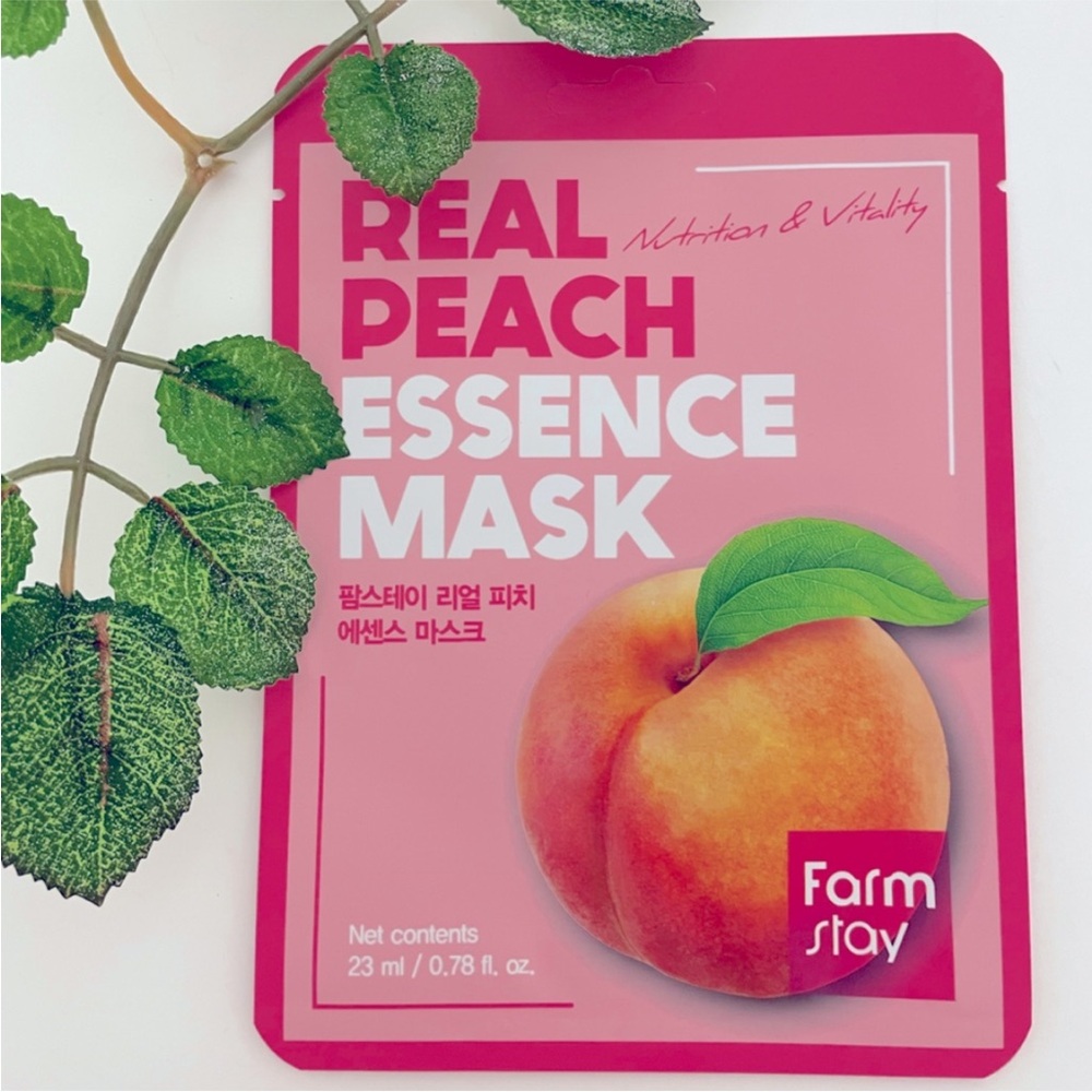 New $5ea OR 5/$18 FARM STAY Real Peach Nutrition Vitality Essence Face SheetMask